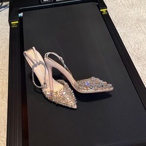 Crystal Embellished Slingback Heels